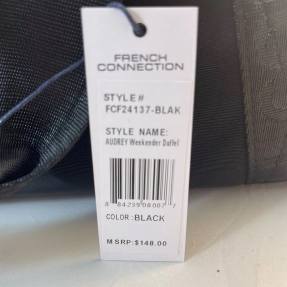 French Connection Black Audrey Weekender Duffel Bag NWT $148 Retail - Picture 10 of 12